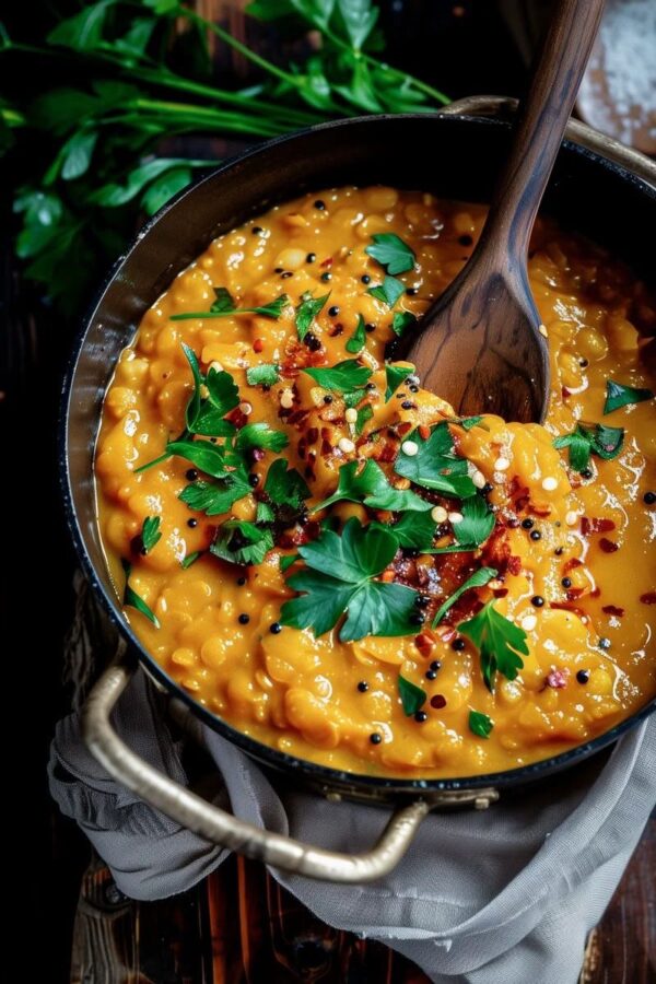 Rote Linsen Dal mit Kokosmilch